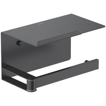 Держатель туалетной бумаги Aquatek Лира AQ4929MB с полкой Черный матовый — фото 1, Держатели туалетной бумаги