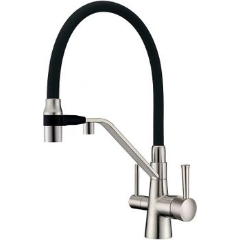 Смеситель для кухни ZorG Sanitary ZR 356 YF-NICKEL Никель Черный — фото 1, Смесители для кухни