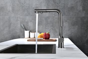 Смеситель для кухни Paulmark Serpentine Se213222-GM Вороненая сталь — фото 8, Смесители для кухни