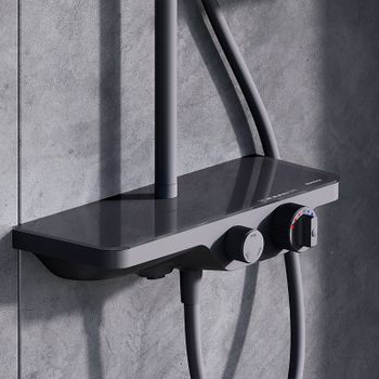 Душевая система Damixa Apollo 947760300 с термостатом Черная матовая — фото 4, Душевые стойки