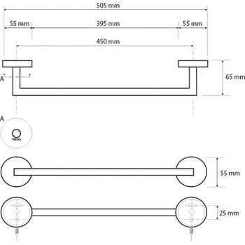 Полотенцедержатель Bemeta Neo 104204125 Нержавеющая сталь — фото 3, Полотенцедержатели