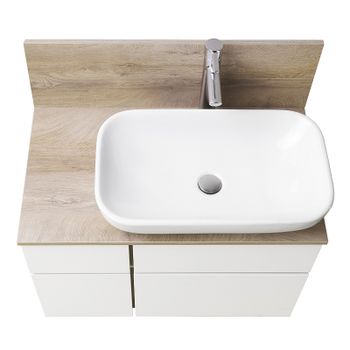 Тумба под раковину Aquaton Мишель 80 1A244501MIX40 подвесная Дуб эндгрейн Белая — фото 4, Тумбы под раковину