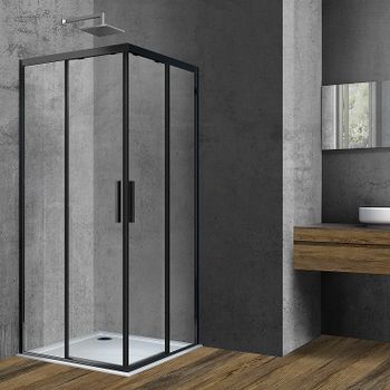 Душевой уголок Vincea Soft 90x90 VSS-3SO900CLB профиль Черный стекло прозрачное — фото 1, Квадратные душевые уголки