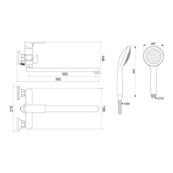 Смеситель для ванны Damixa Apollo 479500000 универсальный Хром — фото 4, Смеситель для ванны