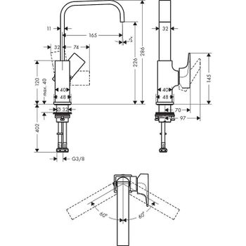 Смеситель для раковины Hansgrohe Metropol 32511670 Черный матовый — фото 3, Смесители для раковины