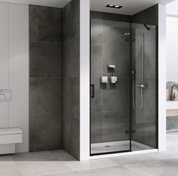 Душевая дверь Abber Zart 90 AG08090B профиль Черный стекло прозрачное — фото 2, Распашные душевые двери