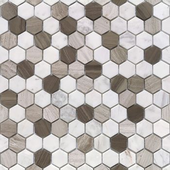 Мозаика Caramelle mosaic Pietrine Hexagonal Pietra Mix 3 MAT hex 28,5x30,5 см — фото 1, Мозаика
