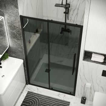 Душевая дверь Grossman Cosmo 130 100.K33.02.130.21.10 профиль Черный матовый стекло тонированное — фото 4, Раздвижные душевые двери