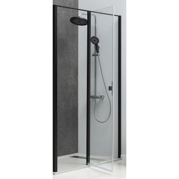 Душевая дверь Allen Brau Priority 100 3.31030.BBA профиль Черный браш стекло прозрачное — фото 4, Распашные душевые двери