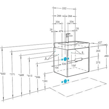 Тумба под раковину Aquaton Оливия 55 1A254201OLVG0 подвесная Бежевый Дуб Веллингтон — фото 4, Тумбы под раковину