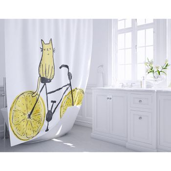 Шторка для ванны Fixsen Design Cat FX-2515 180х200 Белая Желтая — фото 2, Шторы для ванной