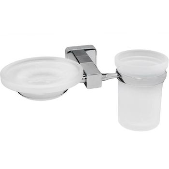 Стакан для зубных щеток с мыльницей WasserKRAFT Lippe K-6526 Хром — фото 1, Стаканы для зубных щеток