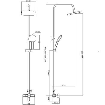Душевая система Orange OneLife P01-912b Черная матовая — фото 4, Душевые стойки