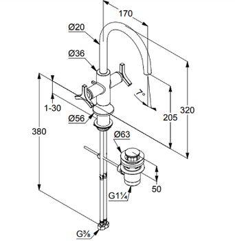 Смеситель для раковины Kludi Nova Fonte 201180539 Хром — фото 3, Смесители для раковины
