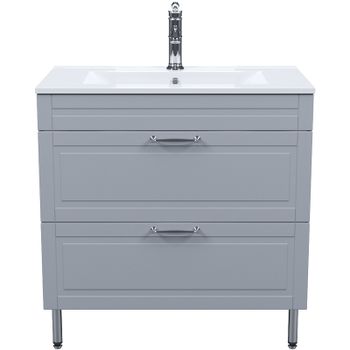 Тумба с раковиной Iddis Oxford 80 OXF80L0I95K Светло-серая — фото 1, Тумбы с раковиной