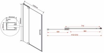Душевая дверь Vincea Extra 120 VDP-1E1112CLB профиль Черный стекло прозрачное — фото 8, Распашные душевые двери