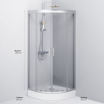 Душевой уголок AM.PM Gem 80х80 W90G-401-080WT радиальный профиль Матовый хром стекло прозрачное — фото 10, Душевые уголки четверть круга