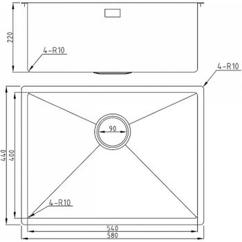 Кухонная мойка Milacio Denia 58 MC.77459 Вороненая сталь — фото 2, Кухонные мойки