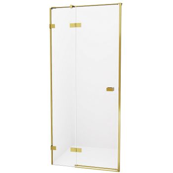 Душевая дверь New Trendy Avexa Gold 120 L EXK-1722 профиль Брашированное золото стекло прозрачное — фото 1, Распашные душевые двери