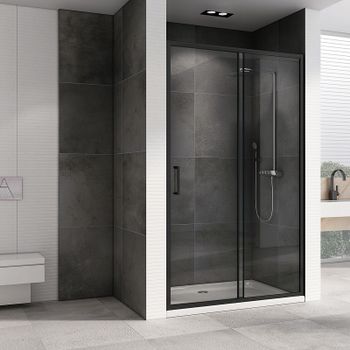 Душевая дверь Abber Schwarzer Diamant 120 AG30120B5 профиль Черный стекло прозрачное — фото 1, Раздвижные душевые двери
