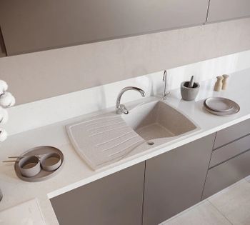 Кухонная мойка Domaci Бьелла DMC-22 GWS-22-328 Бежевая — фото 2, Кухонные мойки