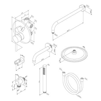 Душевая система Damixa Scandinavian Pure 936510300 Черная матовая — фото 11, Встраиваемые душевые комплекты
