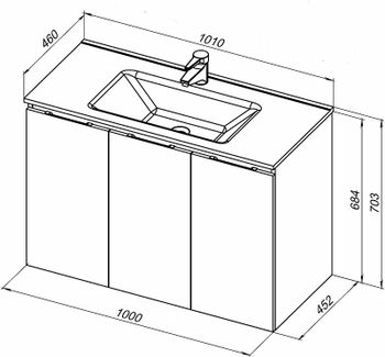 Тумба под раковину Aquanet Алвита New 100 277530 подвесная Белая матовая — фото 5, Тумбы под раковину