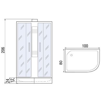 Душевая кабина River Nara 100x80 МТ R Б/К 10000008787 с поддоном — фото 12, Душевые кабины