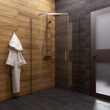 Душевой уголок Triton Дека-Хром 90х90 Щ0000053608 профиль Хром стекло прозрачное — фото 2, Душевые уголки трапеция