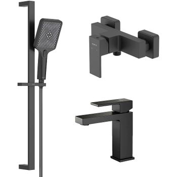 Комплект смесителей Aquatek Либра AQ1631MB Черный матовый — фото 1, Готовые комплекты для ванной комнаты