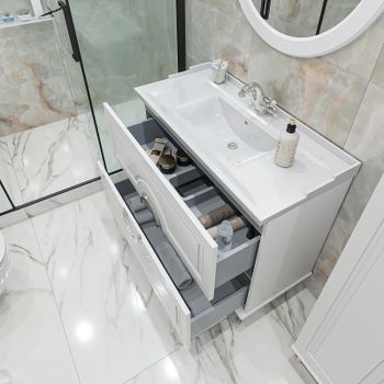 Тумба под раковину Caprigo Valletta 100 35319-SF027 Белая матовая — фото 3, Тумбы под раковину