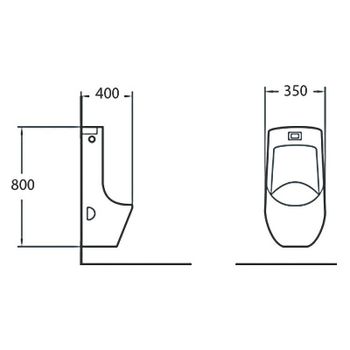 Писсуар SantiLine SL-6002MB Черный матовый с сенсорным смывом — фото 2, Писсуары