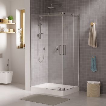 Душевой уголок Grossman Cosmo 120х90 L GR-1120L профиль Хром стекло прозрачное — фото 1, Прямоугольные душевые уголки