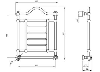 Электрический полотенцесушитель Migliore Edward 85x68 R 22634 Бронза — фото 2, Электрические полотенцесушители