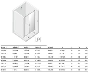 Душевая дверь New Trendy Prime Black 160 R D-0329A профиль Черный стекло прозрачное — фото 8, Раздвижные душевые двери