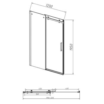 Душевая дверь Vincea Como-N 120 VDS-4CN120CGB профиль Черный стекло тонированное — фото 6, Раздвижные душевые двери