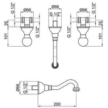 Смеситель для раковины Webert Karenina KA750404010 Золото — фото 2, Смесители для раковины