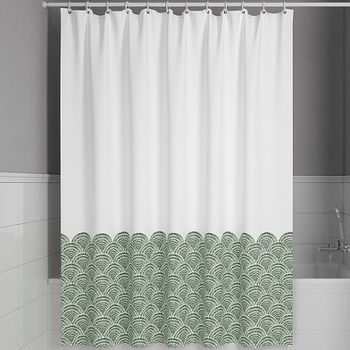 Штора для ванны Iddis Base 180х200 BW04P18i11 Белая Зеленая — фото 1, Шторы для ванной
