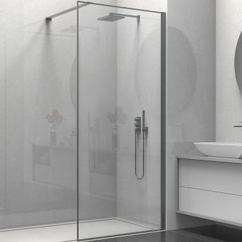 Душевая перегородка Vincea Walk-In 90 VSW-1HS900CLGM профиль Вороненая сталь прозрачное — фото 1, Душевые перегородки