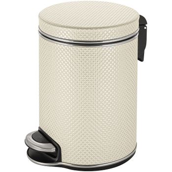 Ведро для мусора Geralis V-RWH-B Ромб Белое, кант Хром, 5 л — фото 1, Мусорные ведра