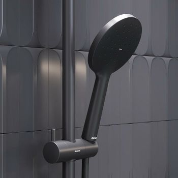 Душевая система Damixa Jupiter 977800300 с термостатом Черная матовая — фото 6, Душевые стойки