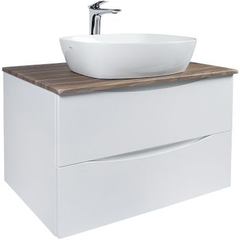 Тумба под раковину Bond Cube 80 T09805 подвесная Белая матовая Дуб — фото 10, Тумбы под раковину