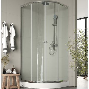 Душевой уголок Agger A01-090TCR 90x90 профиль Хром стекло прозрачное — фото 1, Душевые уголки четверть круга