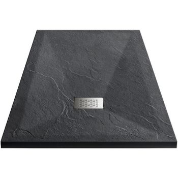 Душевой поддон из искусственного камня Vincea 100x100 VST-4SR1010A+Vsph-D132 Антрацит — фото 1, Душевые поддоны из искусственного камня