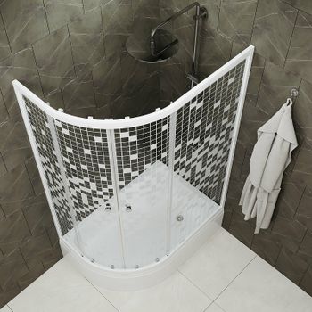 Душевой уголок Triton Коралл 120х80 В R Щ0000061783 профиль Белый стекло прозрачное с узором — фото 2, Асимметричные душевые уголки