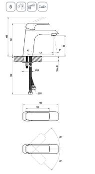 Смеситель для раковины Ravak Flat FL 014.20 X070173 Черный матовый — фото 4, Смесители для раковины