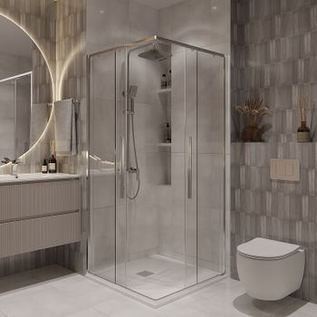 Душевой уголок Niagara Nova 90х90 NG-6623-34 профиль Хром стекло прозрачное — фото 1, Квадратные душевые уголки