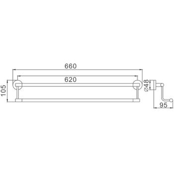 Полотенцедержатель Haiba HB1709 двойной Хром — фото 2, Полотенцедержатели