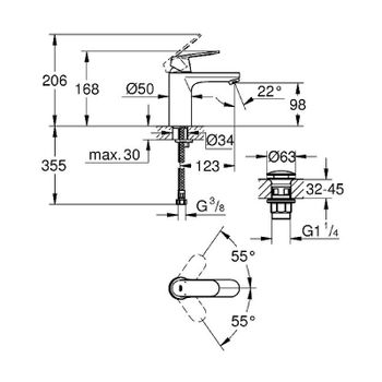 Смеситель для раковины Grohe Eurosmart Cosmopolitan 23926000 Хром — фото 2, Смесители для раковины