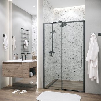 Душевая дверь Grossman Galaxy 130 100.K33.01.130.21.00 профиль Черный матовый стекло прозрачное — фото 7, Раздвижные душевые двери